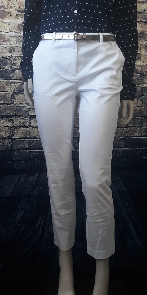 Covington | Ankle Pant w/belt | White/Silver